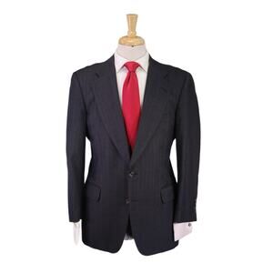 Paul Stuart Suit Gray w/ Gold Pinstripes 2-Btn Wool Suit Men's 38S